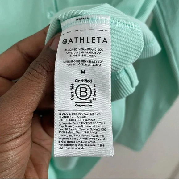 ATHLETA MINT GREEN RIBBED HENLEY TOP M - Picture 4 of 6